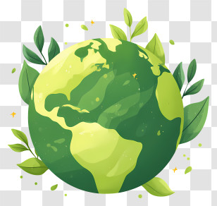 Leafy Planet Earth - Green Earth With Leaves Transparent PNG