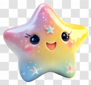 Pastel Star - Colorful Smiling Cartoon Star Transparent PNG