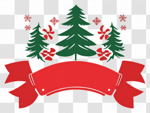 Christmas Ribbon - Christmas Tree Decoration With Ribbon Transparent PNG
