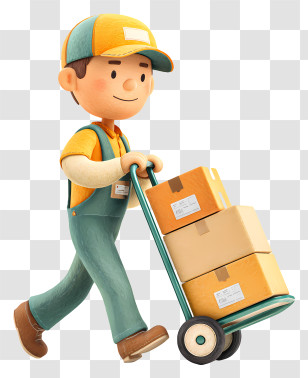 Mover Pushing Boxes - Delivery Man With Boxes Transparent PNG