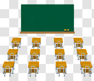 Icon - Rows Of Desks With Green Chalkboard Transparent PNG