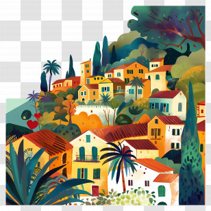 Italy Landscape - Colorful Houses In A Scenic Village Transparent PNG