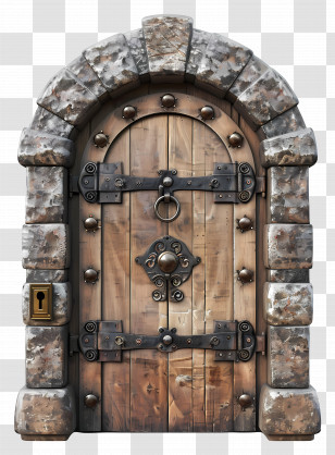 3d Locked Door - Medieval Wooden Door Transparent PNG