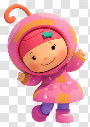 Milli - Pink Cartoon Character In Cheerful Pose Transparent PNG