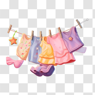 Hanging Clothes
 - Clothesline With Colorful Dresses Transparent PNG