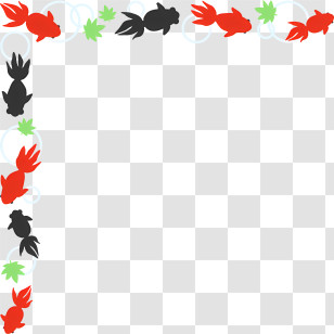 Fish Corner Frame - Fish And Leaf Border Transparent PNG