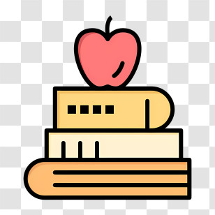 Modern Education Icon - Books And Apple Illustration Transparent PNG