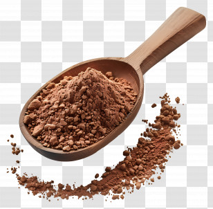 Cocoa Powder - Wooden Spoon With Cocoa Powder Transparent PNG