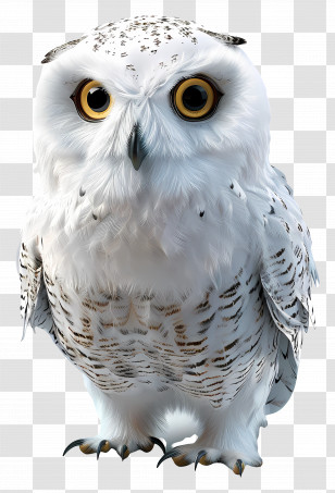 Snowy Owl - Illustration Of White Owl With Golden Eyes Transparent PNG