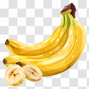 Banana - Yellow Bananas With Slices Transparent PNG