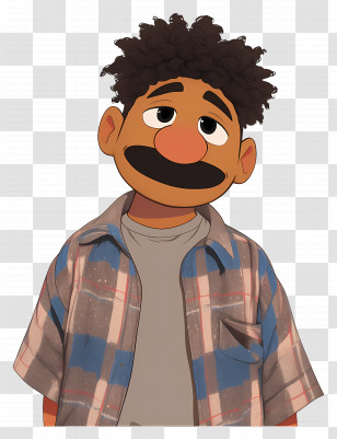 Tamir - Casual Animated Male Character In A Plaid Shirt Transparent PNG