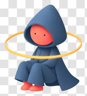 Mysterious Hooded Figure - Mystical Hooded Cartoon With Halo Transparent PNG