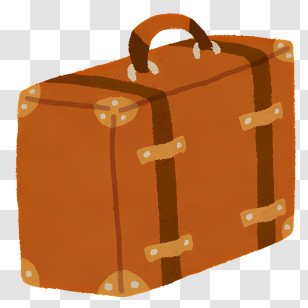 Travel Orange Leather Suitcase Strap Handle External Pocket Brown Leather Strap Handle Transparent PNG