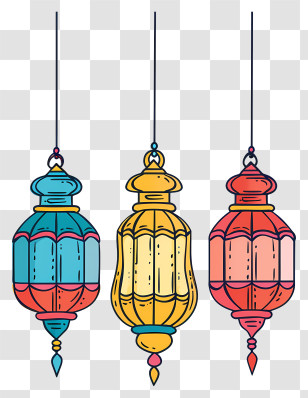 Hanging Islamic Lamps - Traditional Hanging Lanterns In Colorful Design Transparent PNG