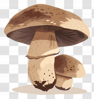 Boletus Mushroom - Brown Mushrooms Illustration With Organic Texture Transparent PNG