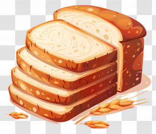 Whole Wheat Bread - Illustration Of Sliced Bread With Wheat Grains Transparent PNG