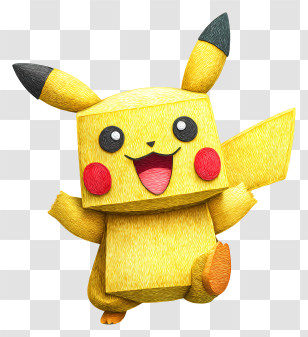Minecraft Pikachu - Blocky Pikachu Character Illustration Transparent PNG