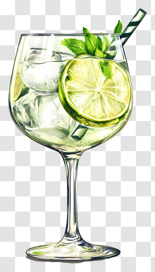 Gin Tonic Cocktail - Refreshing Lime Cocktail Transparent PNG
