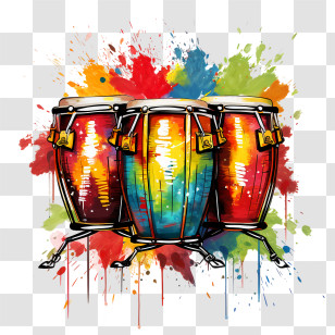 International Reggae Day - Colorful Conga Drums With Splash Background Transparent PNG
