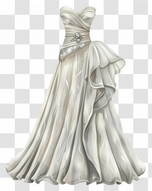 Strapless Wedding Dress - Elegant White Wedding Dress Transparent PNG