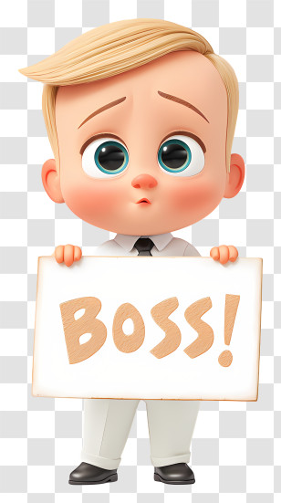 Boss Baby Holding Placard - Cute Baby Boss Transparent PNG