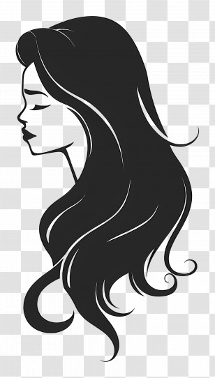 Girl Logo - Minimalist Woman With Long Hair Illustration Transparent PNG