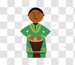 African Drum - Man Playing Traditional Djembe Drum Transparent PNG