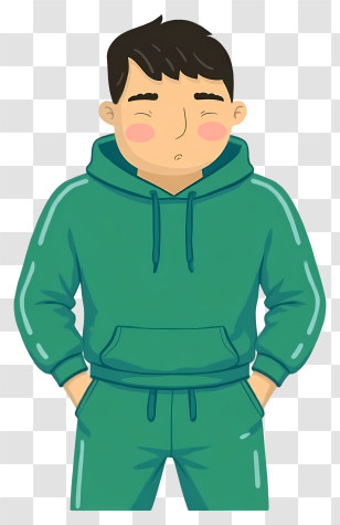 Man Feeling Sad - Content Man In Green Hoodie Transparent PNG