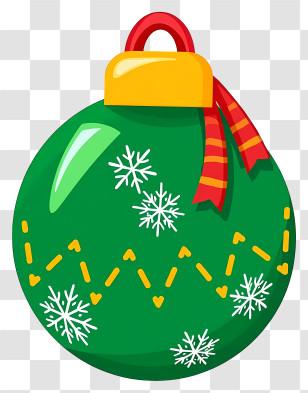 Christmas Ball - Green Christmas Ornament With Snowflakes Transparent PNG