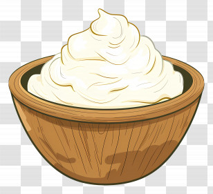 Yogurt - Wooden Bowl Of Cream Illustration Transparent PNG