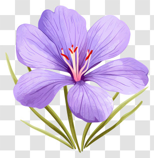 Purple Flower - Purple Flower With Green Leaves Transparent PNG