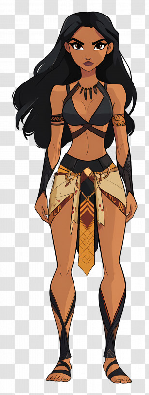 Kayara - Tribal Warrior Woman Cartoon Art Transparent PNG