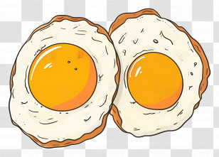 Fried Eggs - Illustration Of Two Fried Eggs Transparent PNG