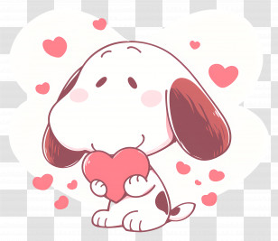 Snoopy Love - Cute Cartoon Dog With Heart Transparent PNG