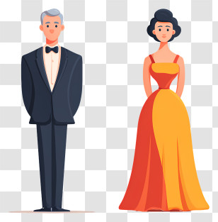 Couple In Formal Wear - Elegant Couple In Formal Wear Transparent PNG
