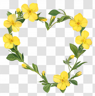 Heart Frame - Heart-Shaped Yellow Flower Wreath Transparent PNG