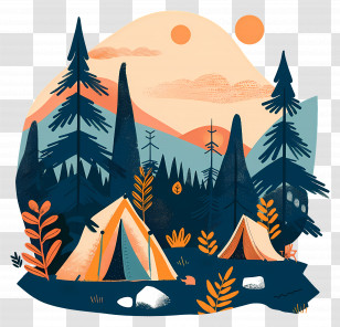 Summer Camp - Camping Scene Illustration Transparent PNG
