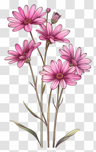 Transvaal Daisy - Illustration Of Pink Daisy Flowers Transparent PNG