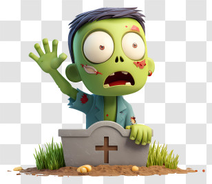 Zombie Emerging From Grave - Cute Zombie Rising From Grave Transparent PNG