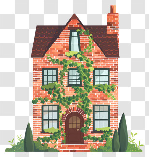Brick House With Ivy - Charming Ivy-Covered Brick House Transparent PNG