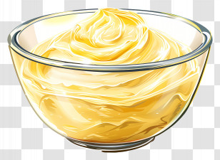 Glass Bowl With Creamy Yellow Custard - Glass Bowl With Creamy Yellow Custard Transparent PNG