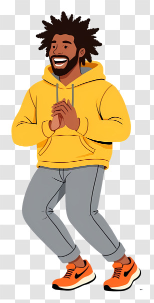 Man In Casual Outfit - Happy Man In Yellow Hoodie Transparent PNG