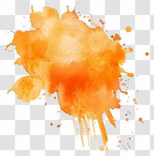 Orange Watercolor Stain - Bright Orange Watercolor Splash Transparent PNG