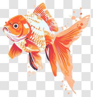 Goldfish - Illustration Of A Vibrant Orange Goldfish Transparent PNG