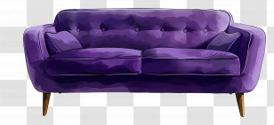 Purple Sofa - Purple Couch In Modern Illustration Style Transparent PNG