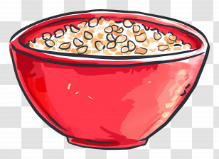 Granola - Red Bowl Filled With Crunchy Cereal Transparent PNG