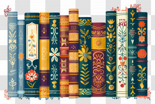 Books Standing - Floral Design On Book Spines For Shelf Art Transparent PNG