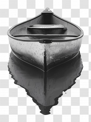 Canoe - Black And White Boat On Water Transparent PNG