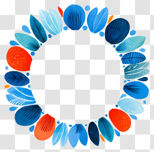 Blue Circle Frame - Blue And Red Leaf Wreath Transparent PNG