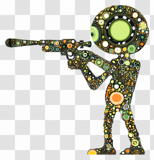 Shooter - Patterned Figure With Abstract Design Transparent PNG
